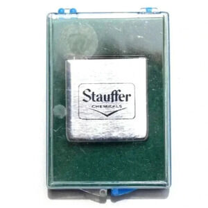 Vintage METAL Stauffer Checmicals Advertising Tape Measure Measuring Tape